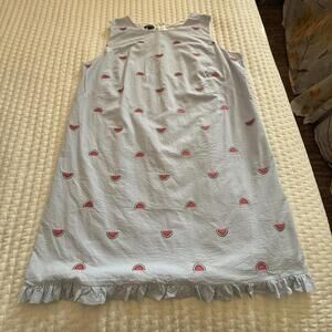 Talbots Dress Watermelon Embroidery Shift Dress Ruffle Hem 16 W Petite 16WP